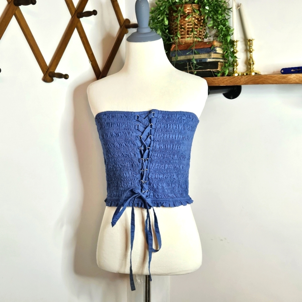 NWT‎ American Eagle Outfitters Cornflower Blue Tube Top Womens Size Large- Read!